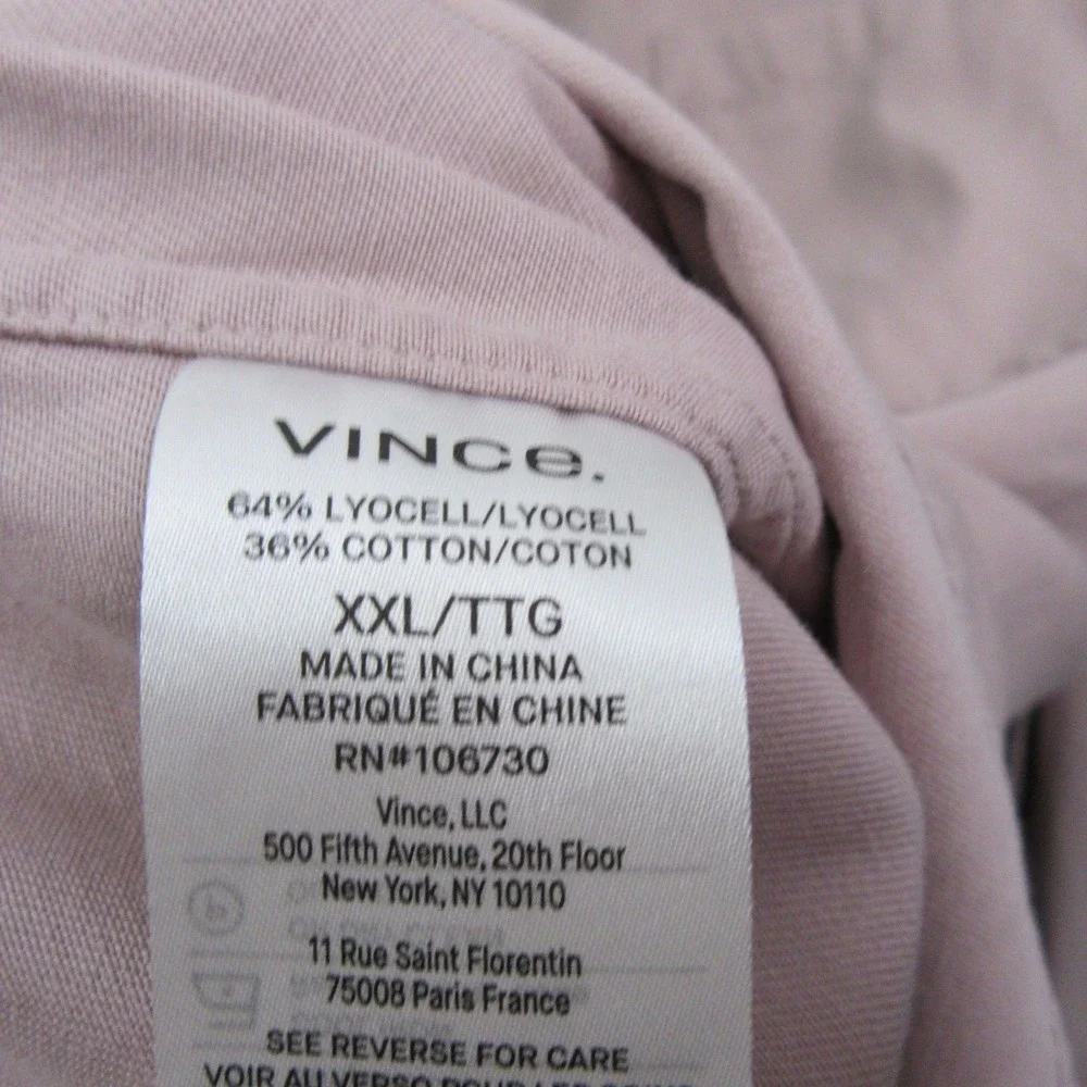 Vince Mens Button Up Dress Shirt 2XL Pink Classic Fit Stretch Long Sleeve‎